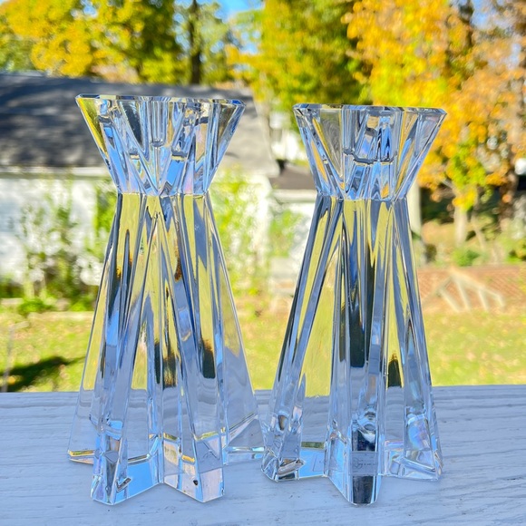 Lenox Other - Lenox Ovations Lighting Starfire Crystal Candlestick Holders Set of Two 6in